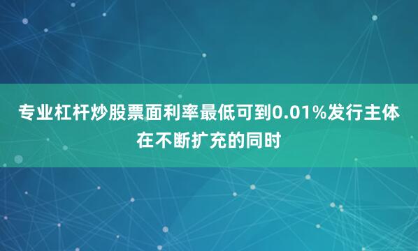 专业杠杆炒股票面利率最低可到0.01%发行主体在不断扩充的同时