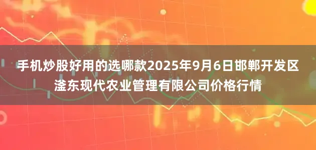 手机炒股好用的选哪款2025年9月6日邯郸开发区滏东现代农业管理有限公司价格行情